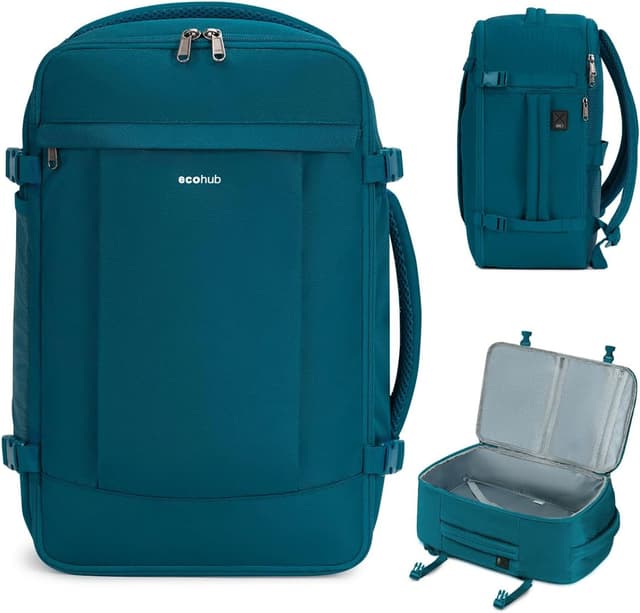 Detalle de ECOHUB 30L Handgepäck Rucksack für Flugzeug – diebstahlsicher & wasserdicht, Easyjet-Abmessungen (45x36x20 cm) – für Laptop bis 15,6 Zoll