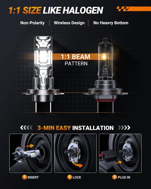 Detalle 2 de SEALIGHT ampoules LED H7 32000 lm 6500 K, kit conversion halogène Plug and Play (2 pièces)