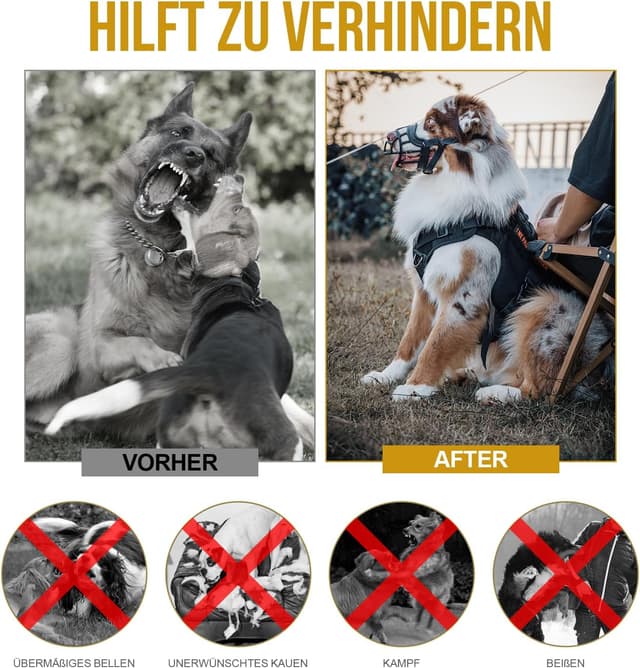 Detalle de OneTigris Maulkorb (XXL) – weicher Mesh-Maulkorb aus TPE mit verstellbarem Gurtband