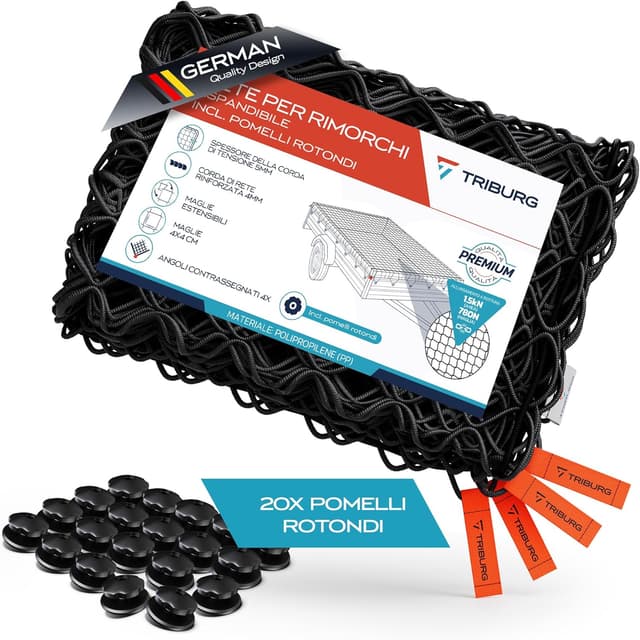 Detalle de Rete per rimorchi TRIBURG elastica con 20 bottoni rotondi (da 1x2 m a 2x3 m)