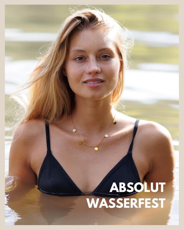 Detalle de GD GOOD.designs Kette mit Plättchen (5 Coin) für Damen – wasserfest, verstellbar – 18K Gold/ Silber/ Roségold