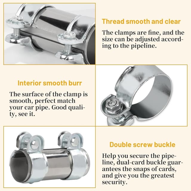 Detalle 2 de LALAGO Doppelschelle Auspuffschelle aus Edelstahl – Rohrverbinder für Ø50 mm, Länge 125 mm