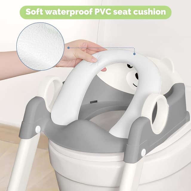 Detalle de COOSEYA 2-in-1 Toilet Seat & Potty Training Step Stool for Toddlers (Grey Cream)