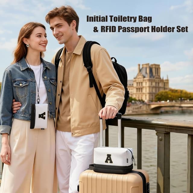 Detalle 2 de A-Z BAG beauty case da viaggio con organizer e porta passaporto RFID – Nero