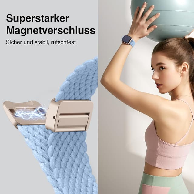 Detalle 2 de Braided Nylon Magnetic Snap Strap for Apple Watch (compatible 38–49mm)