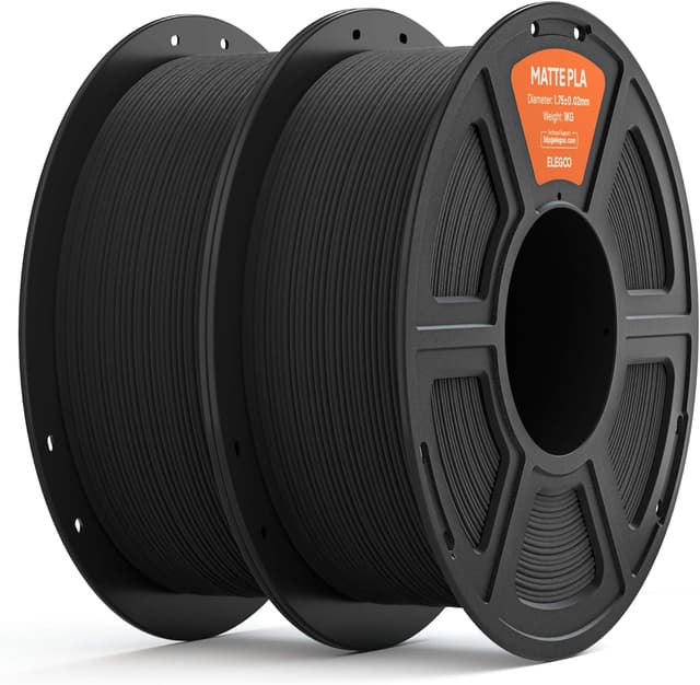 Detalle de ELEGOO Matte PLA Filament 1,75 mm Matt Schwarz (2 kg, Kartonspule) – für gleichmäßige, nahezu unsichtbare Layer