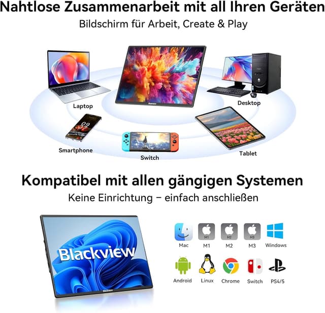 Detalle de Blackview 16.1 Zoll FHD Tragbarer Monitor