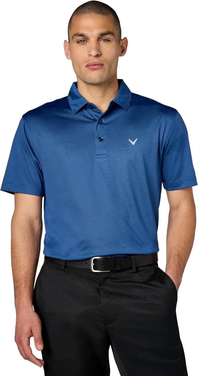 Detalle de Callaway Pro Spin short-sleeve men’s golf polo with moisture-wicking and stretch
