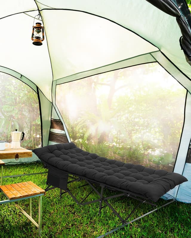 Detalle 2 de Sportneer Camp Beds for Adults with 1.5-inch Thick Mattress (Extra Wide) – Portable Camping Bed for Travel, Fishing & Picnics