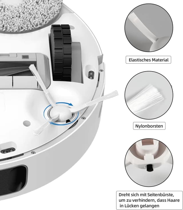 Detalle 2 de 18-teiliges Zubehör-Set für Dreame L10s / L10 Ultra / L10 Prime / L10s Pro Gen3 (mit 1 Hauptbürste, 6 Wischtüchern, 4 Filtern, 6 Seitenbürsten)