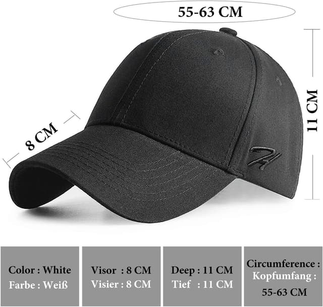 Detalle de HASAGEI Baseball Cap aus 100 % Baumwolle (verstellbar) für Herren & Damen
