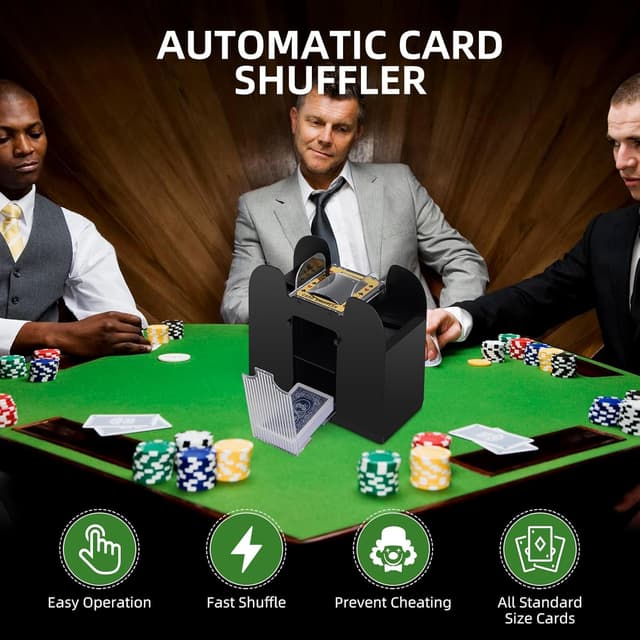 Detalle de YUCEEN Automatic Card Shuffler for 1/2/4/6 Decks (Battery Operated) for UNO, Poker, Blackjack & More