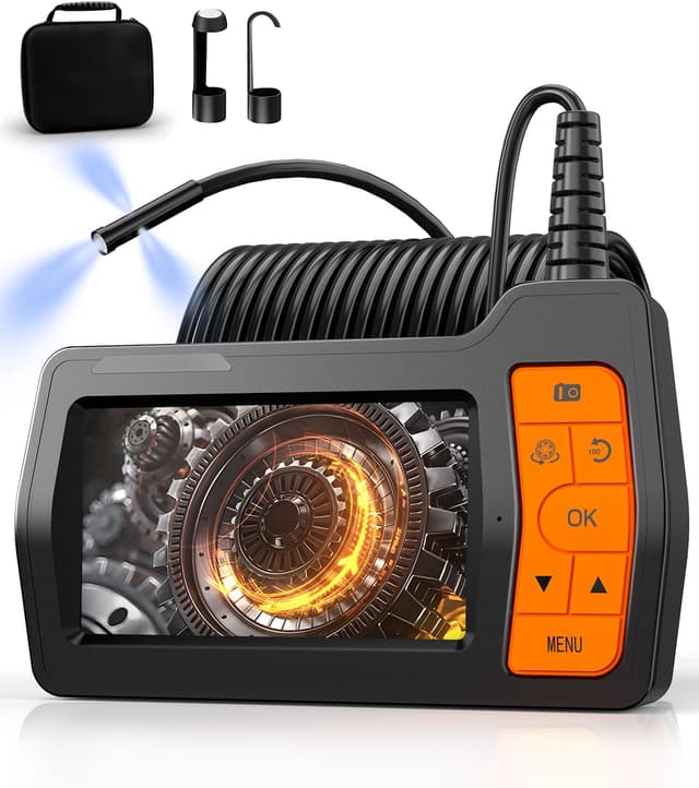 Detalle de TURNRISE 50FT Triple-Lens Endoscope Inspection Camera with 5in IPS Screen, 8 LED and IP67 Probe