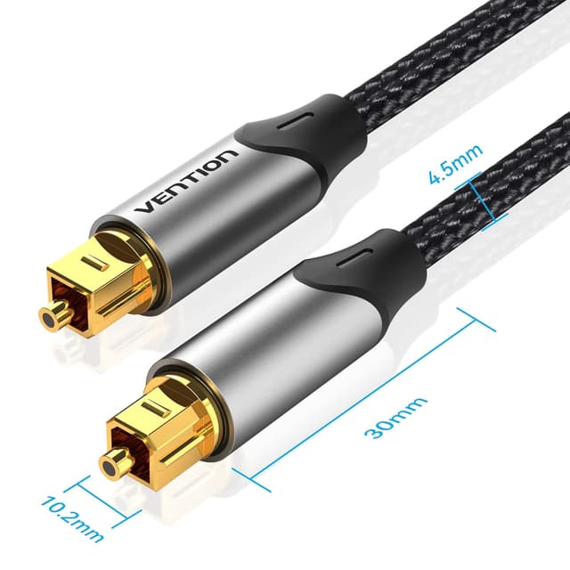 Detalle 2 de VENTION 2M Optical Audio Cable (Toslink) for Soundbar to TV – Gold-Plated S/PDIF Digital Link