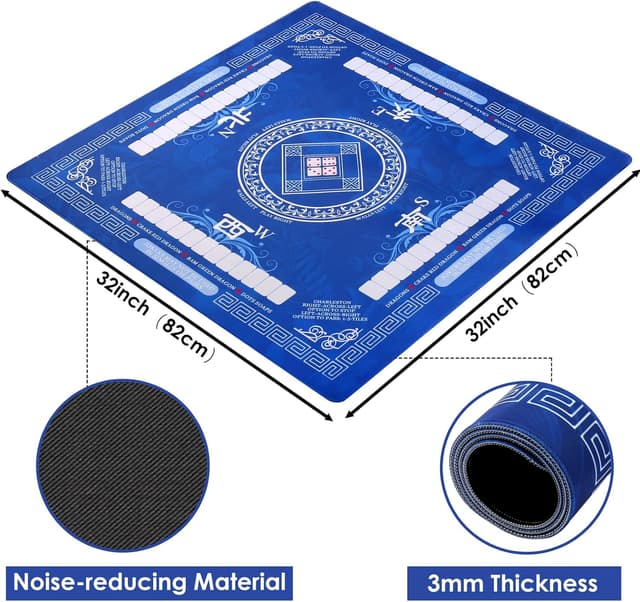 Detalle de Mahjong Mat for Table (32×32 Inch) Non-Slip Rubber Table Cove with Carrying Bag (Green)