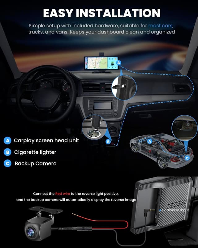 Thumbnail 6 de 10.26" Wireless CarPlay Touchscreen 4K Dash Cam