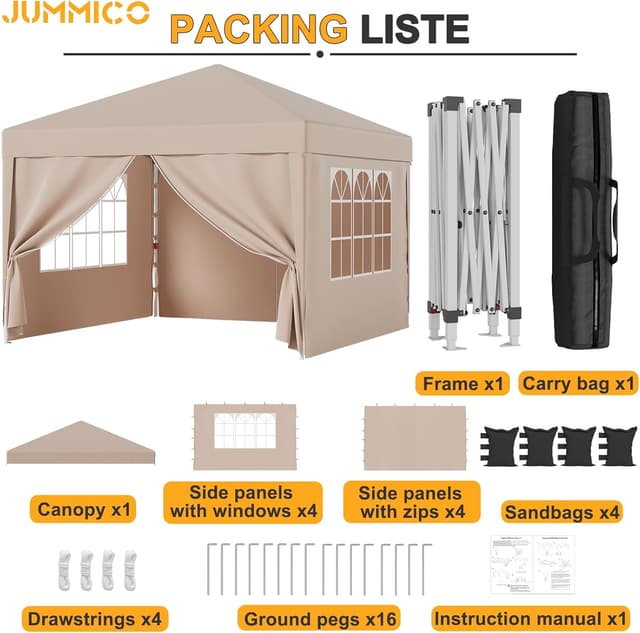 Thumbnail 5 de JUMMICO Tensione Pieghevole 3x3m Altezza Regolabile