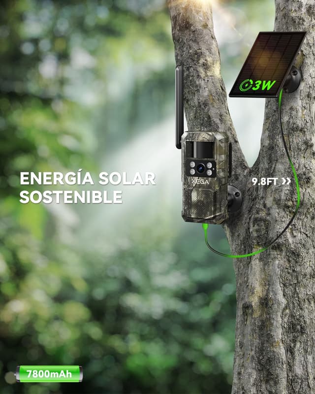 Detalle 2 de Xega 4G LTE Cámara de Caza Solar 7800 mAh