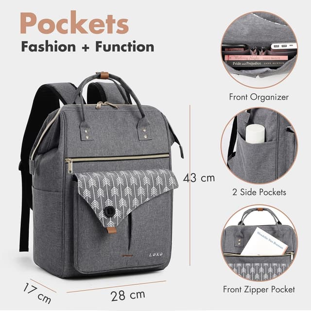 Detalle de Lekesky Laptop Rucksack 15,6 Zoll Grau