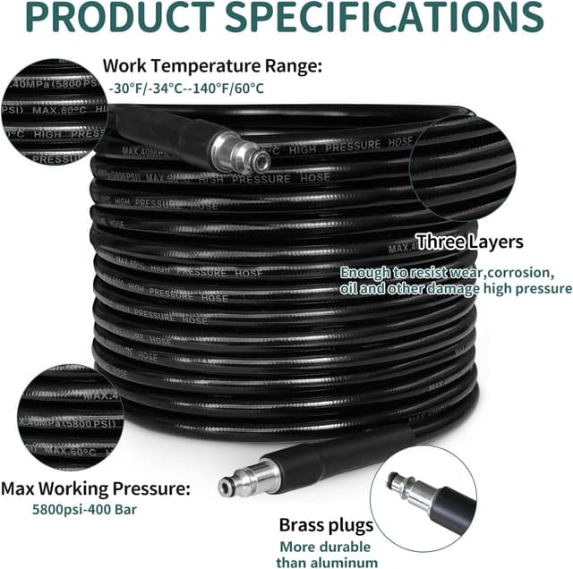 Thumbnail 1 de 10M High Pressure Washer Hose 400bar