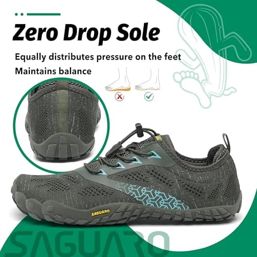 Detalle 2 de SAGUARO Barefoot minimalistas de entrenamiento unisex (verde) para trail running, trekking y agua