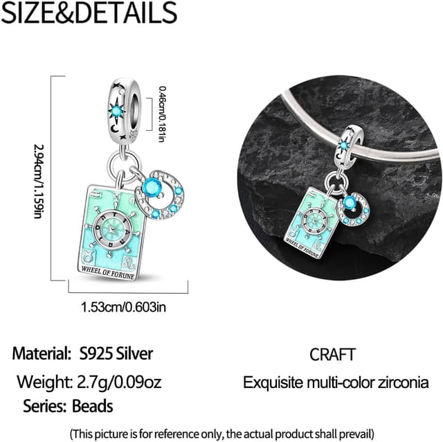 Detalle de TINSLO Charm Anhänger Damen aus 925 Sterling Silber mit Zirkonia – kompatibel mit europäischen Armband- und Ketten-Charm-Systemen (Pandora-Style)