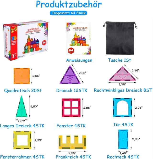 Thumbnail 6 de Katiago Costruzioni Magnetiche 64 pezzi per bambini 🧩