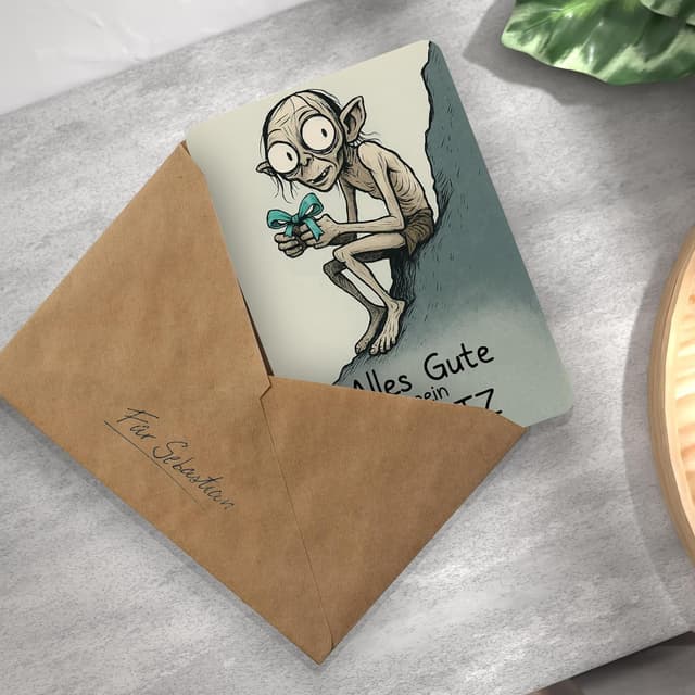Thumbnail 5 de Herr der Ringe Gollum Holzkarte Geburtstag 💌