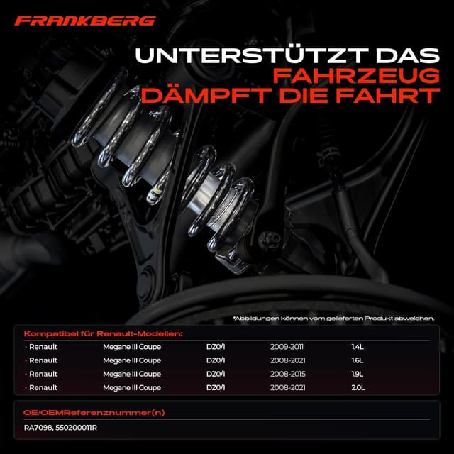 Detalle de Frankberg 2x Fahrwerksfeder Hinterachse für Fiesta VI (CB1/CCN) 1.6L, 2013–2017 – kompatibel mit 550200011R