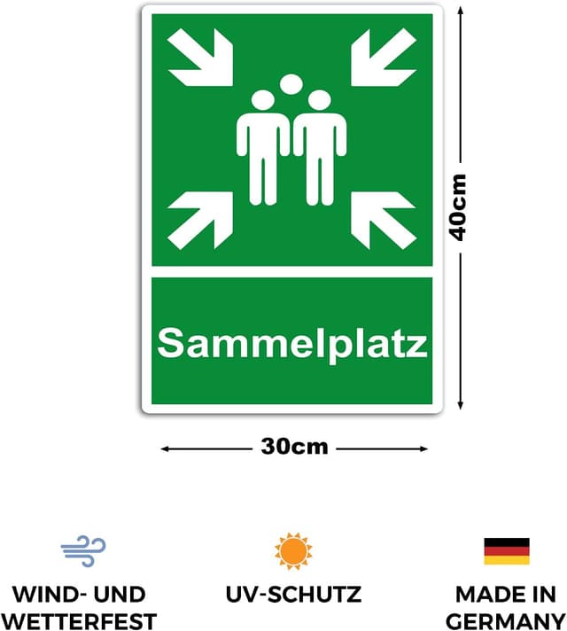 Detalle 2 de STROBO XXL Sammelplatz Hinweisschild (40 x 30 cm) aus 5 mm Hartschaumplatte mit UV-Schutz