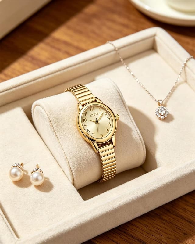 Detalle de CIVO Gold Damenuhr mit 3 ATM Wasserschutz