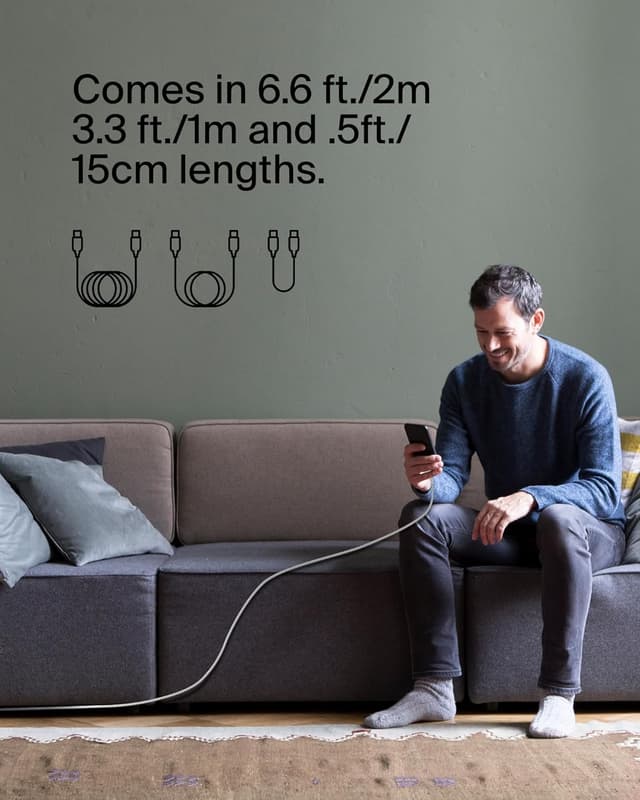 Thumbnail 6 de Belkin BoostCharge braided USB-C to USB-C cable (6.6ft) – White