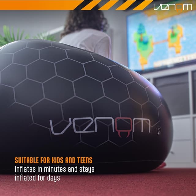 Detalle de Venom Inflatable Gaming Chair with Cup Holders (Bean Bag Style), supports up to 75 kg