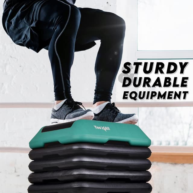 Detalle de Yes4All Aerobic Stepper Exercise Steps with 3 Adjustable Heights (10cm, 15cm, 20cm) – Non-slip, Cardio & Yoga Fitness Step