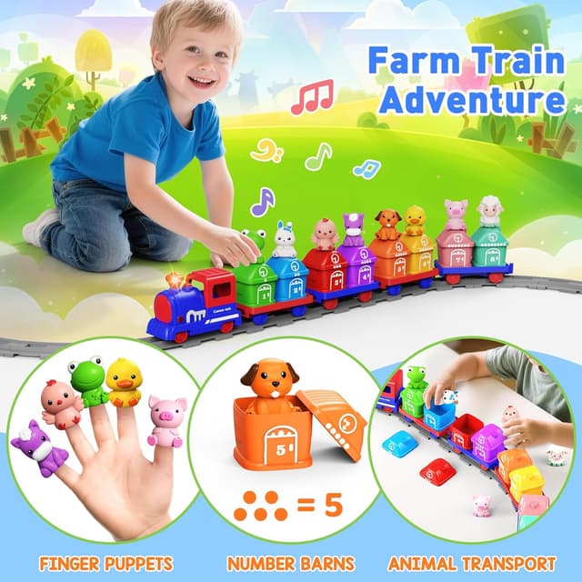 Detalle de Cmiolacuna Train Set for Toddlers (Ages 2-4) with Farm Animals, Music & Lights
