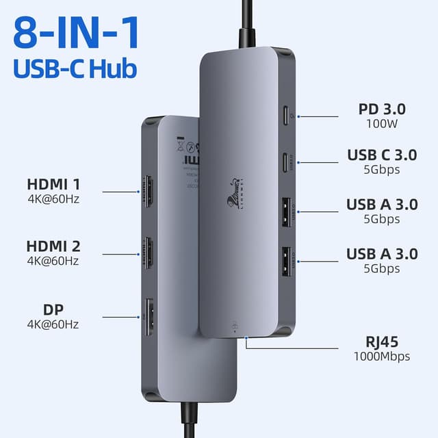 Detalle 2 de USB C Docking Station 100W Dual Monitor
