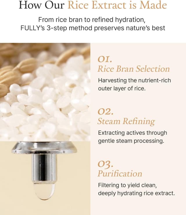 Detalle de FULLY Rice Ceramide Essence Toner (Milky) – fragrance-free hydrating toner for glass skin, 250ml