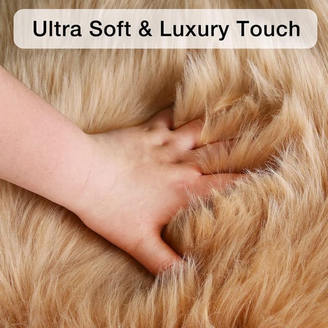 Detalle de JXLOULAN Faux Lammfell Teppich 160x230 cm