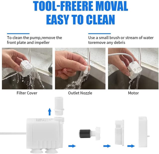 Detalle de flintronic submersible water pump (3W ultra quiet) – USB fountain and aquarium pump, 200L/H, DC 3.5–9V