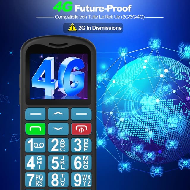 Detalle de Uleway Telefono Cellulare per Anziani 4G con Tasti Grandi e Tasto SOS, Nano SIM, USB-C, Display 1,77