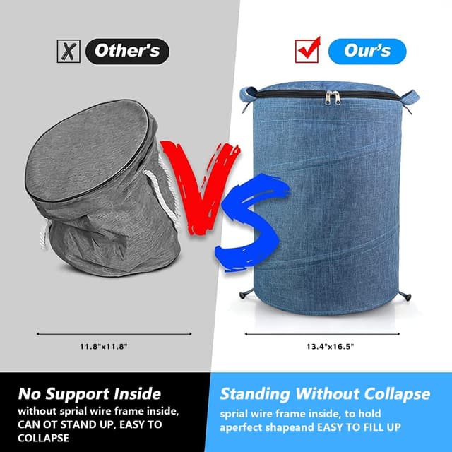 Detalle de Modojuny Kids’ Toy Storage Organizers with Play Mat (Large, Blue) — canvas bin with zipper