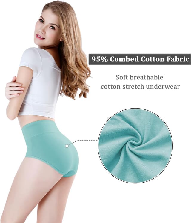 Detalle de wirarpa Damen-High-Waist-Slips aus Baumwolle im 4er-Pack (hoher Taillenslip)