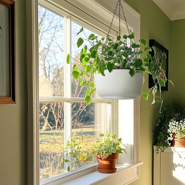 Thumbnail 6 de T4U set da 2 vasi sospesi da parete da 30 cm (12 pollici) bianchi con foro di drenaggio