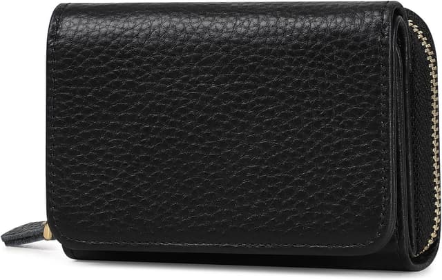 Detalle de RRANCharltu kleine Portemonnaie Damen aus Leder mit RFID-Schutz (10 x 7,5 x 3,5 cm) – Schwarz