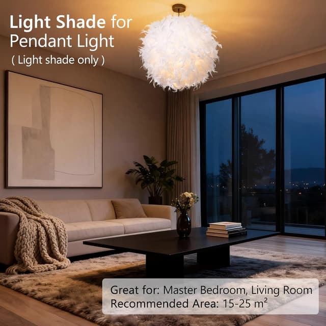 Detalle de Waneway feather lamp shade 50cm for pendants