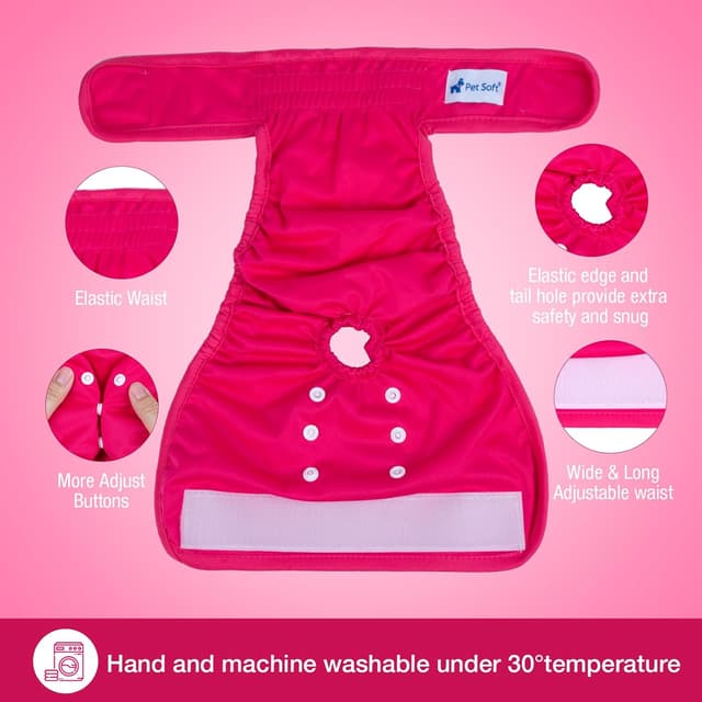 Detalle 2 de Pet Soft Dog Nappies Female (3 pack) – medium washable dog period pants with leak-proof waistband