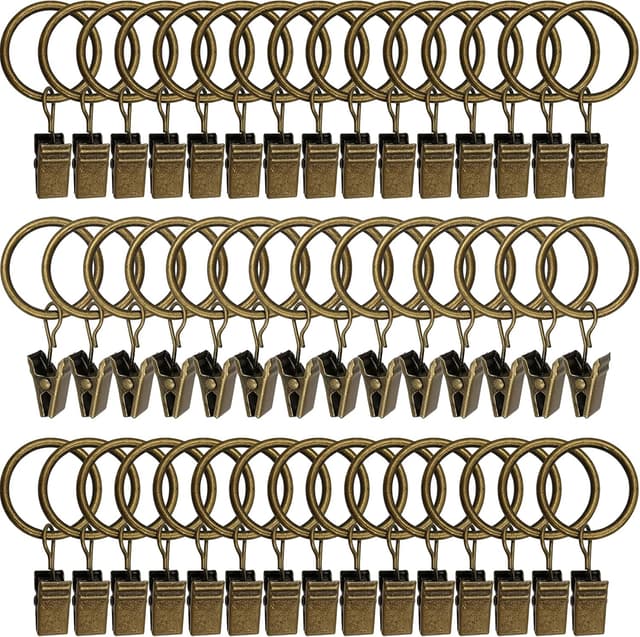 Detalle de AMZSEVEN 44 Pack Metal Curtain Rings with Clips 🪟