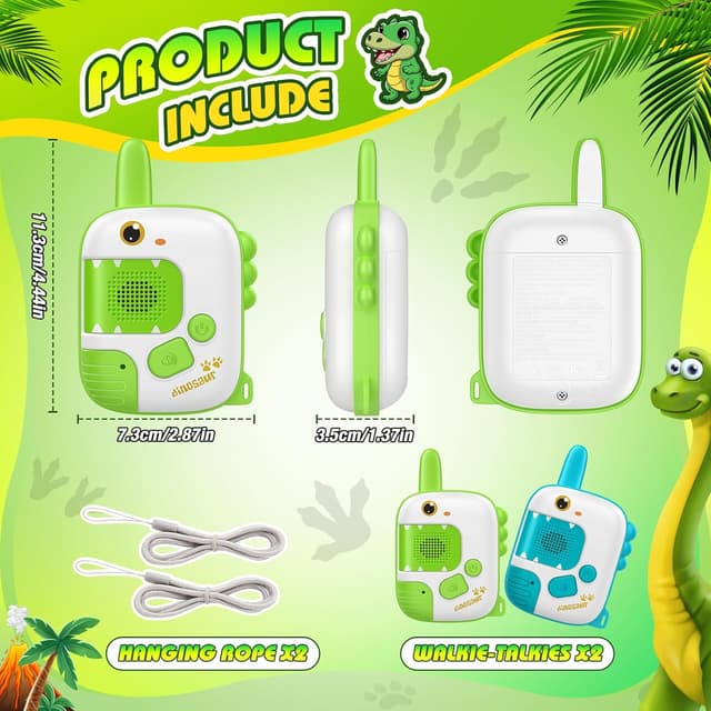 Detalle de Wootoyz 2PCS Walkie Talkie for Kids (Dinosaur) – Outdoor adventure toy for ages 3–9