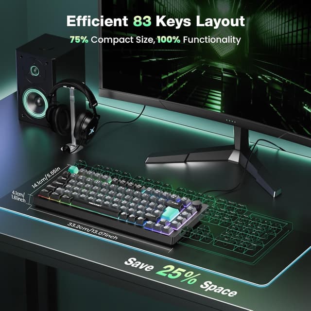 Detalle 2 de TECKNET RGB Gaming Keyboard 83‑key