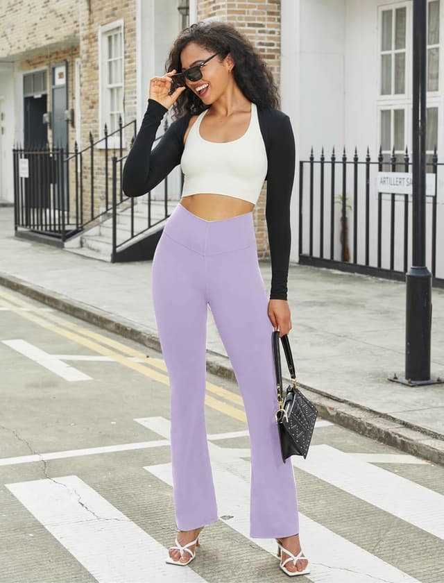 Detalle de Friptspyg V-Shape Flared Leggings for Women with High Waist Tummy Control